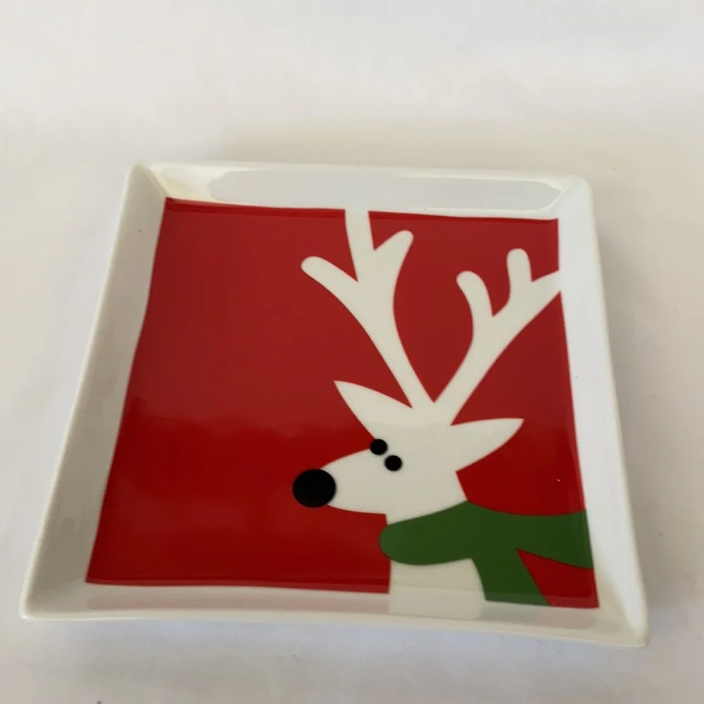 (2) Crate & Barrel reindeer& martini plate’s